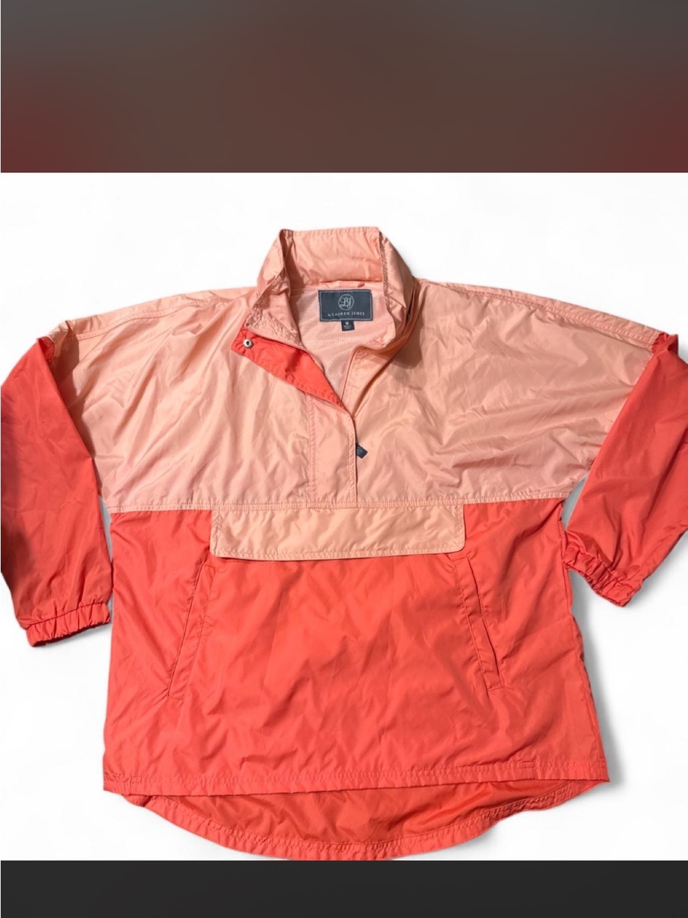 Lauren James Two-Tone Coral Pullover Windbreaker Jacket